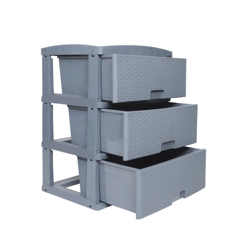 COLPLAST - Practimueble Grande Colplast X 3 Rattan Gris