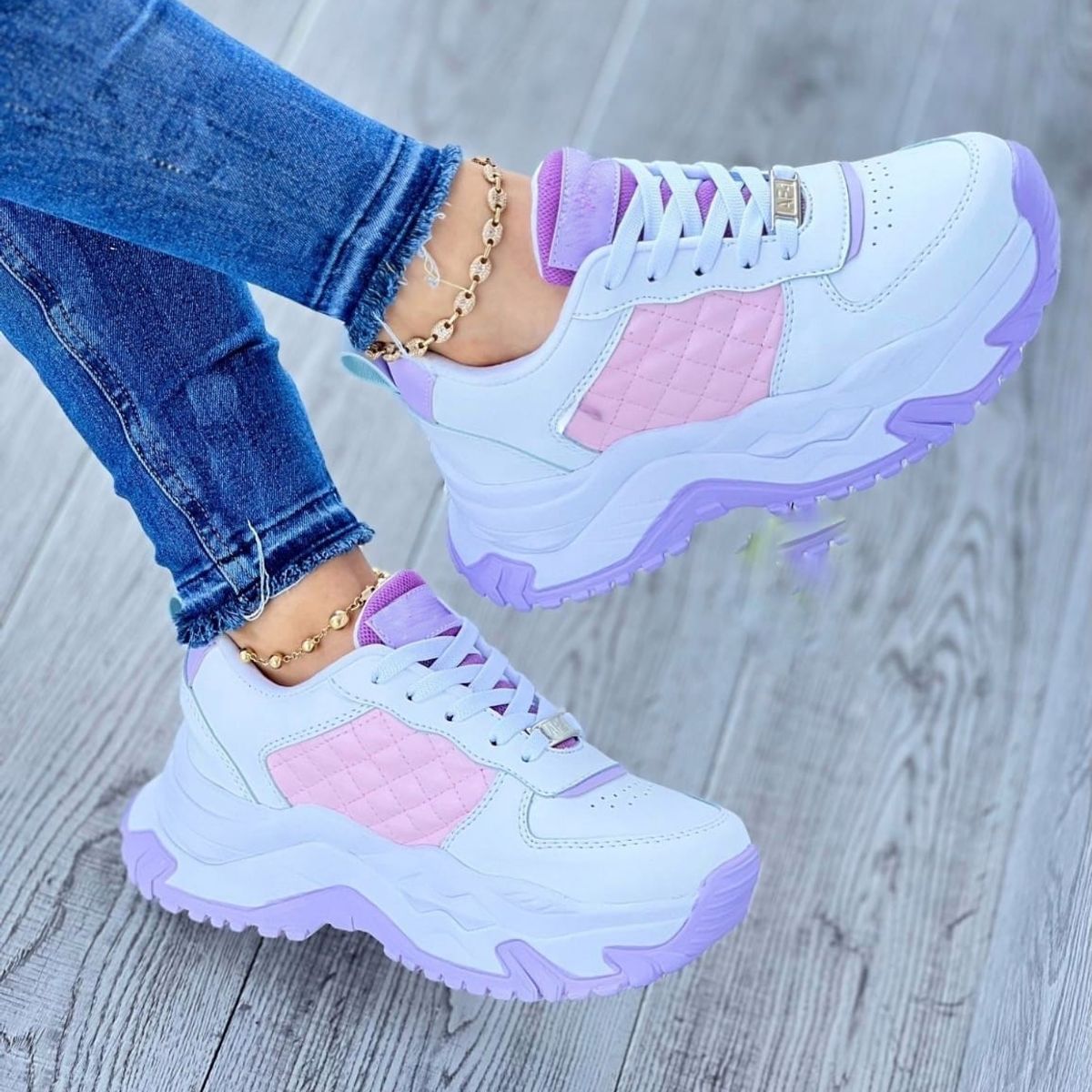 NACIONAL - Tenis Rosa Lila Dama Zapatillas Zapatos Mujer Lindos Moda Casual