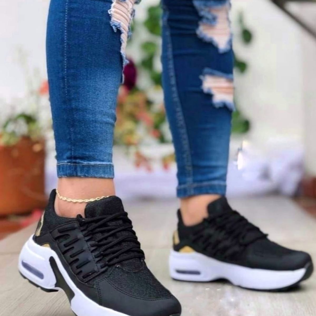 NACIONAL - Tenis Negro Dama Zapatillas Zapatos Mujer Lindos Moda Casual