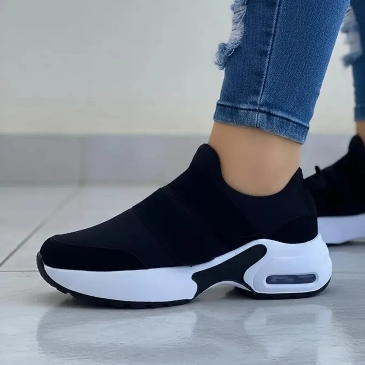 NACIONAL - Tenis Negro Dama Zapatillas Zapatos Mujer Lindos Moda Casual