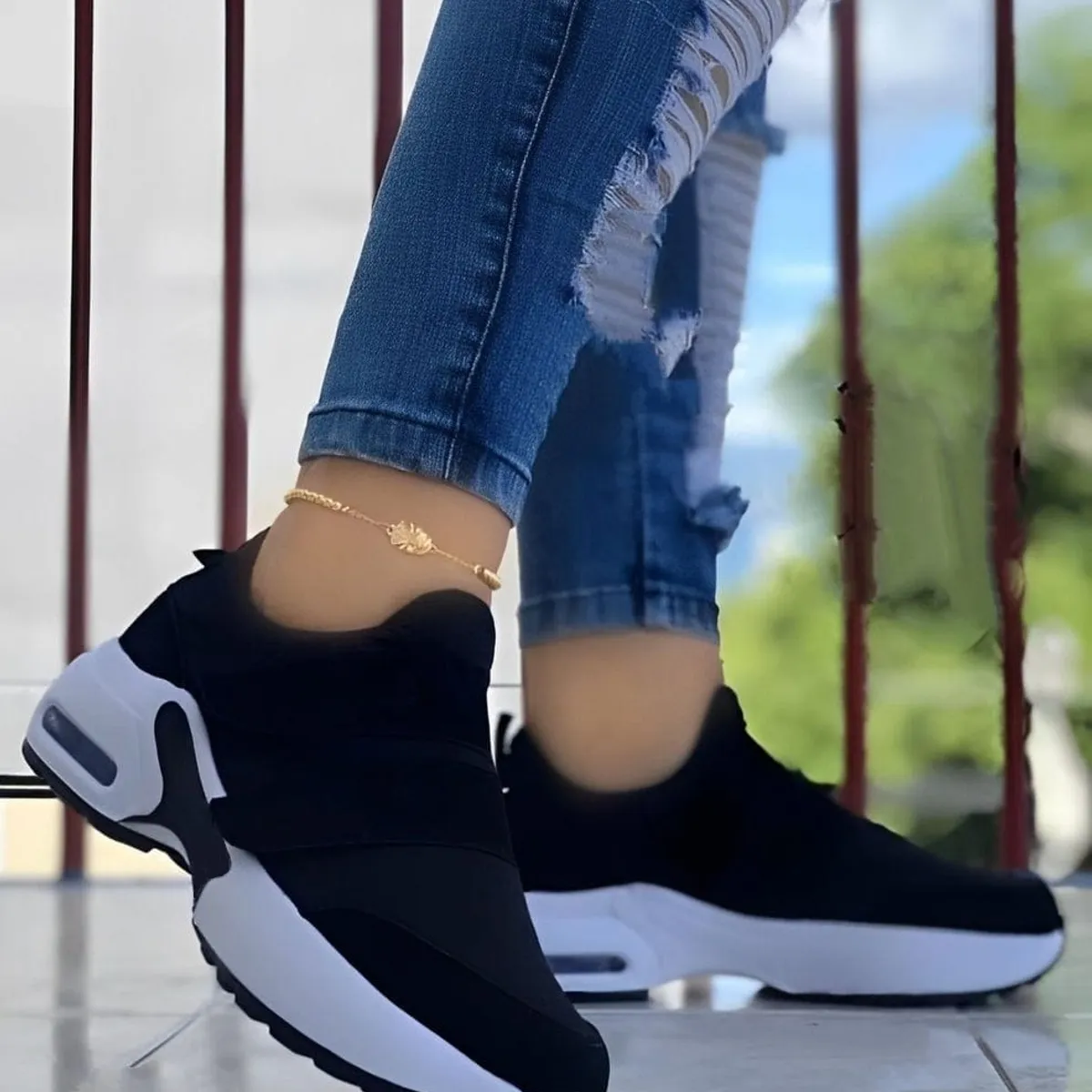 NACIONAL - Tenis Negro Dama Zapatillas Zapatos Mujer Lindos Moda Casual