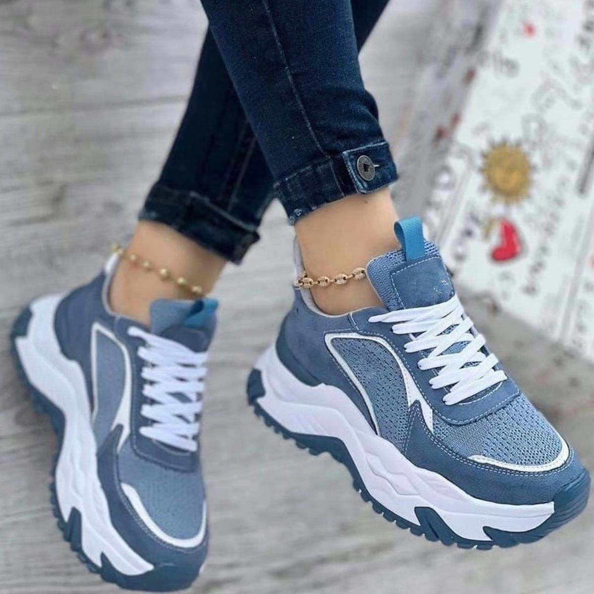 NACIONAL - Tenis Azul Bellos Dama Zapatillas Zapatos Mujer Lindos Moda Casual