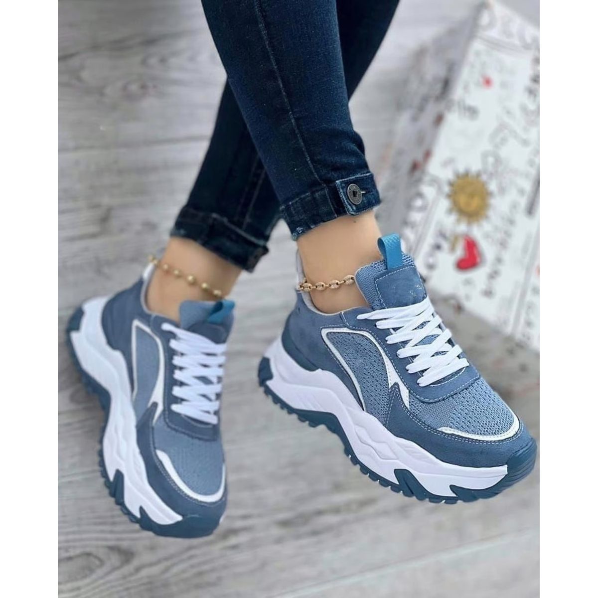 NACIONAL - Tenis Azul Bellos Dama Zapatillas Zapatos Mujer Lindos Moda Casual