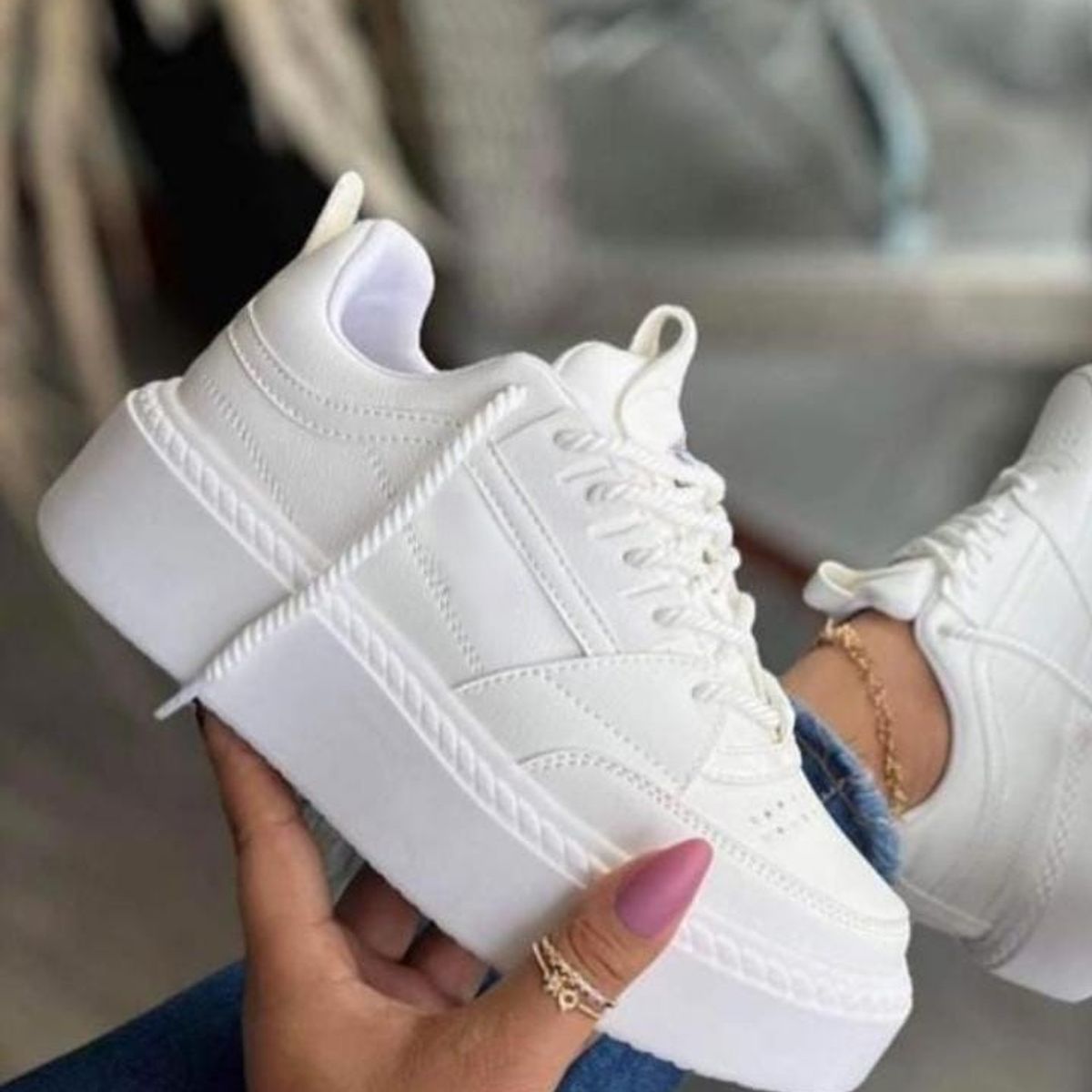 NACIONAL - Tenis Blanco Dama Zapatillas Zapatos Mujer Lindos Moda Casual