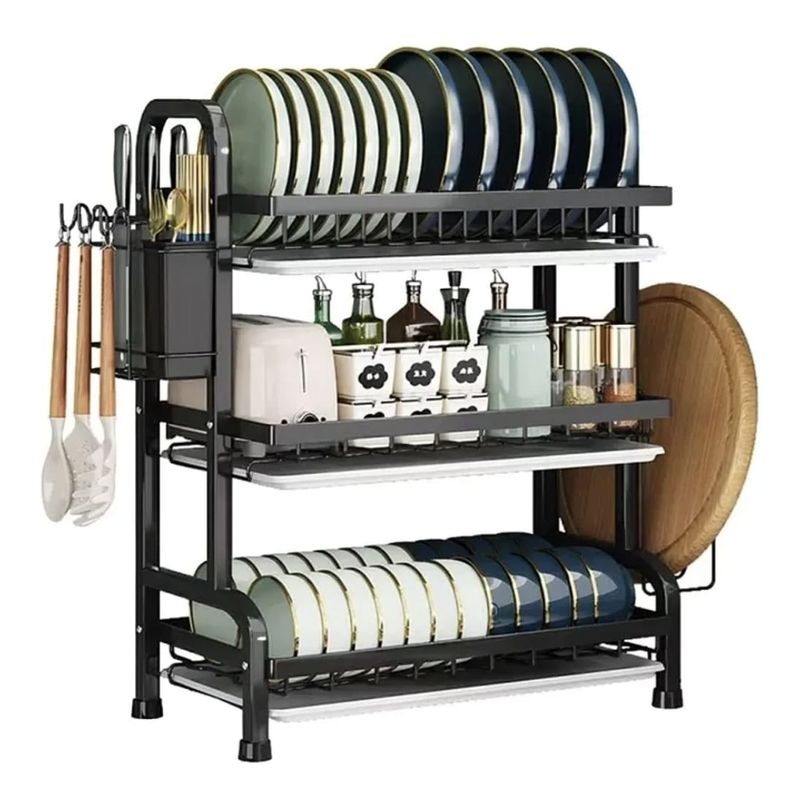 OEM - Escurridor de Platos de 3 Niveles con Bandeja Drenante