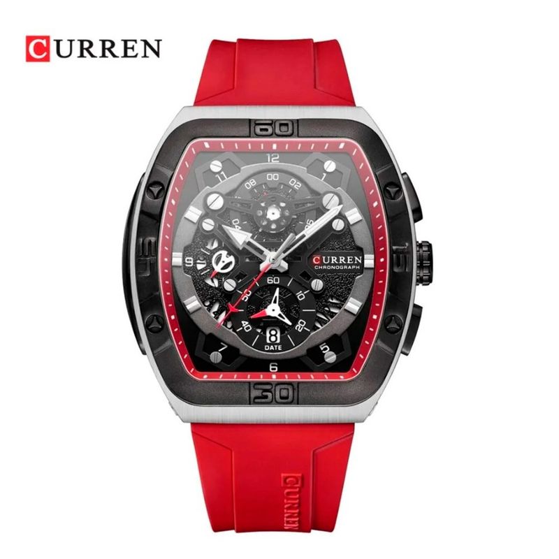 CURREN - Reloj de Lujo Deportivo Original Curren Kred8705-8443 Color Rojo