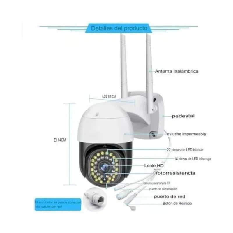 GENERICO - Cámara Exterior Ip Wifi Domo Seguridad Nocturna 1080p
