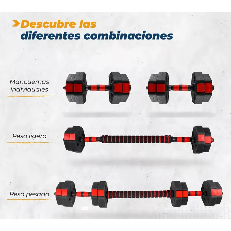 GENERICO - Set Kit Pesas Mancuernas 15kg Ajustables Termoforradas