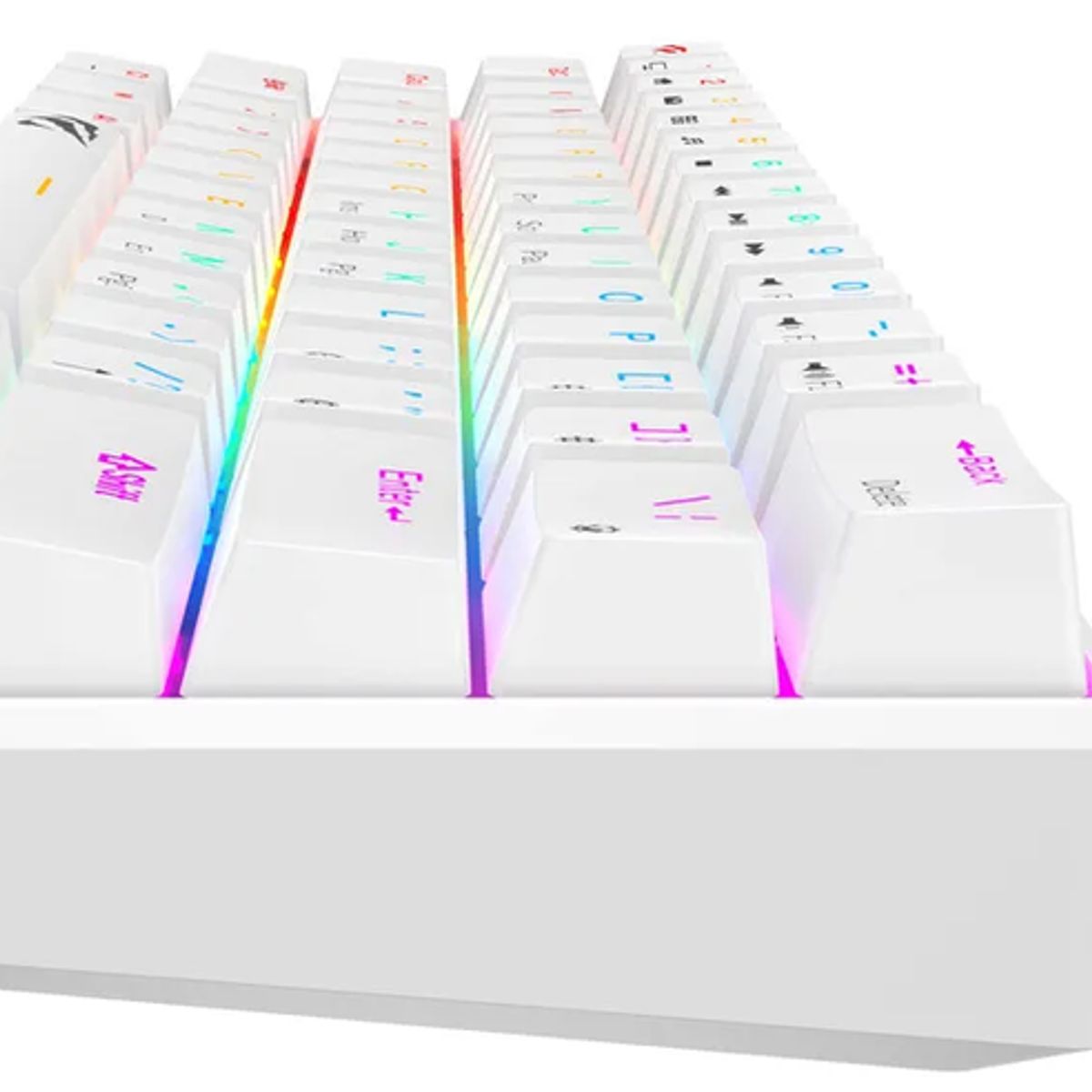 HAVIT - TECLADO MECANICO COMPACTO BLANCO CABLE TIPO C HAVIT 61 TECLAS RGB
