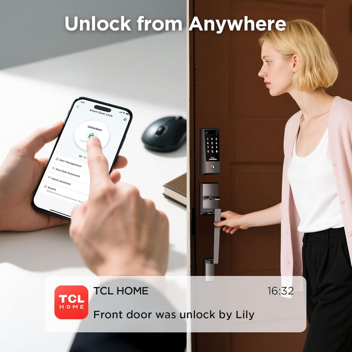 TCL - Cerradura Digital Inteligente TCL Smart Lock D2 WiFi PIN Tarjeta FOB APP