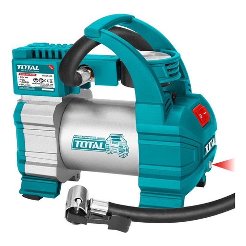 TOTAL - Compresor de aire Mini Para Carro 12v 140psi Total