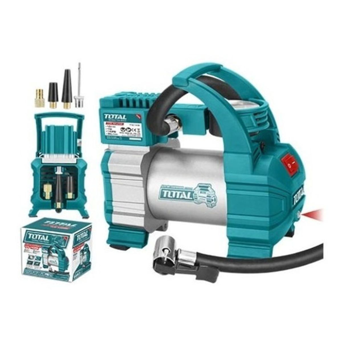 TOTAL - Compresor de aire Mini Para Carro 12v 140psi Total