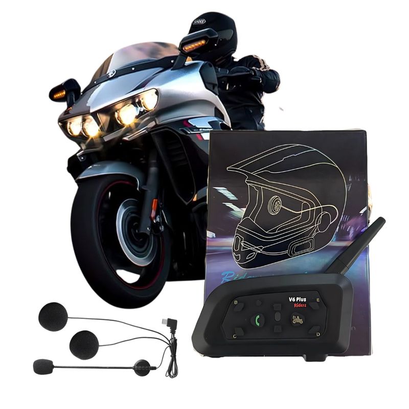 GENERICO - Intercomunicador De Moto Para Casco 1.2 km Bluetooth V6Plus