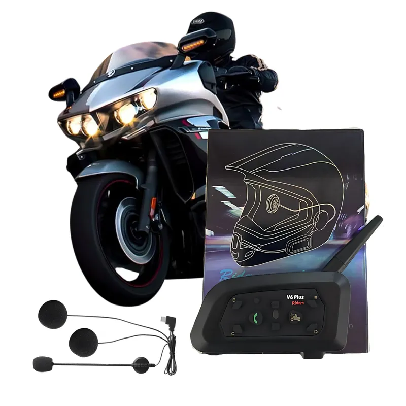 GENERICO - Intercomunicador De Moto Para Casco 1.2 km Bluetooth V6Plus