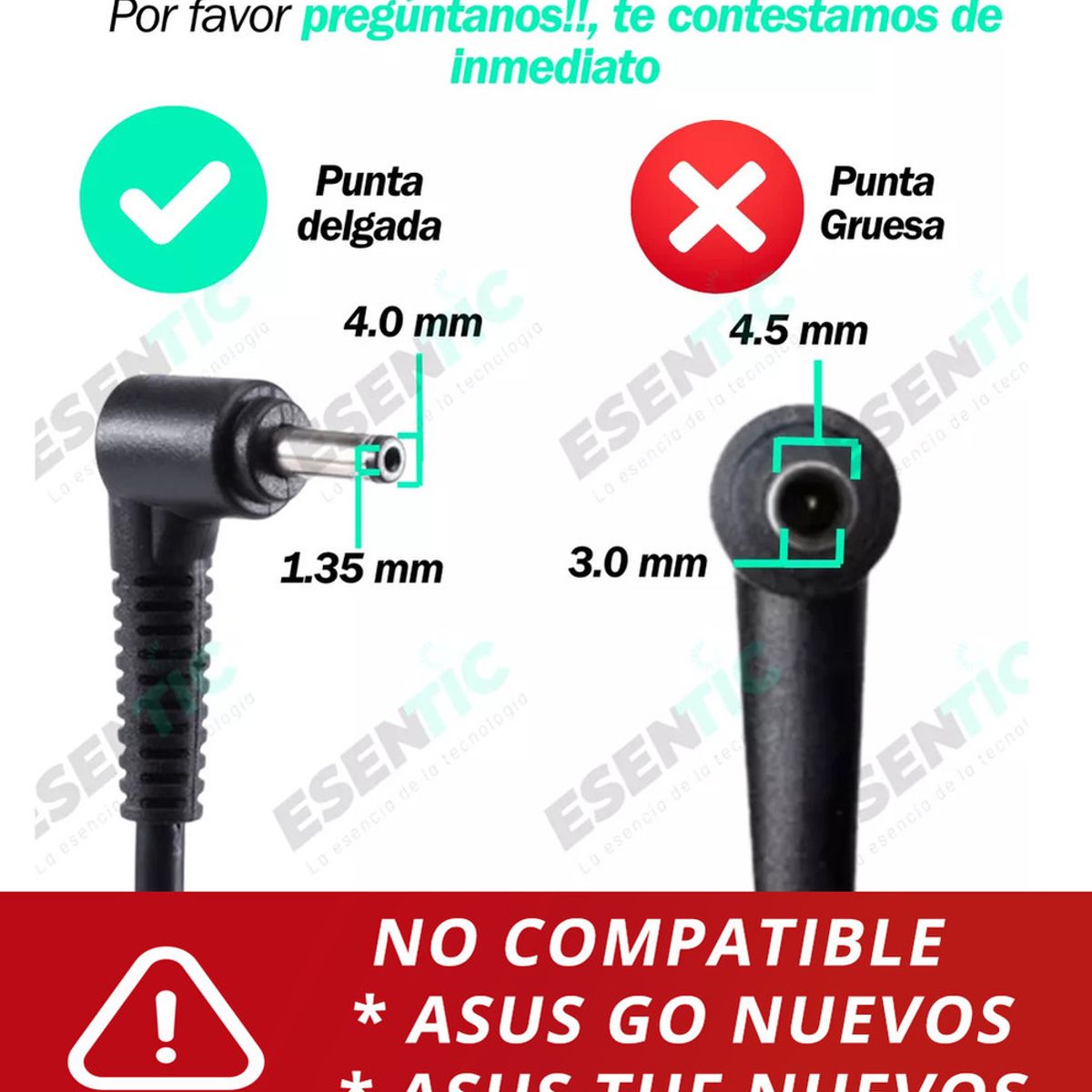 JALTECH - Cargador Asus Tp410u 19v 2.37A 45w Premium (CON Aguja en puerto del compu)