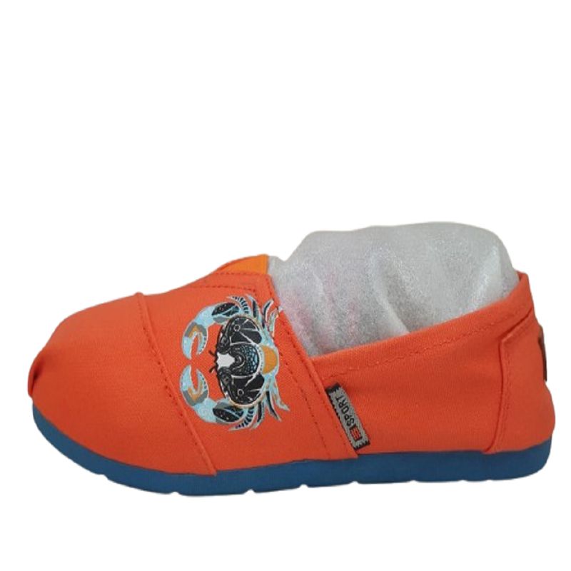 100 - Alpargatas Sport Color Naranja Con Cangrejo Azul Claro