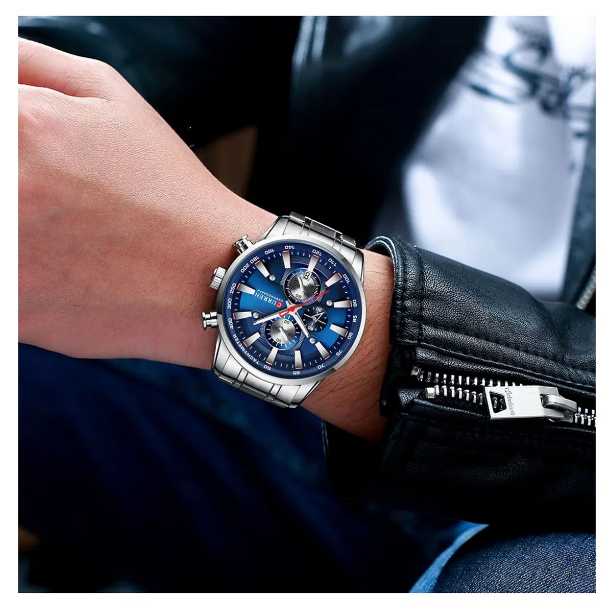 CURREN - Reloj CURREN Cronógrafo 8351 Para Hombre - Plateado Azul