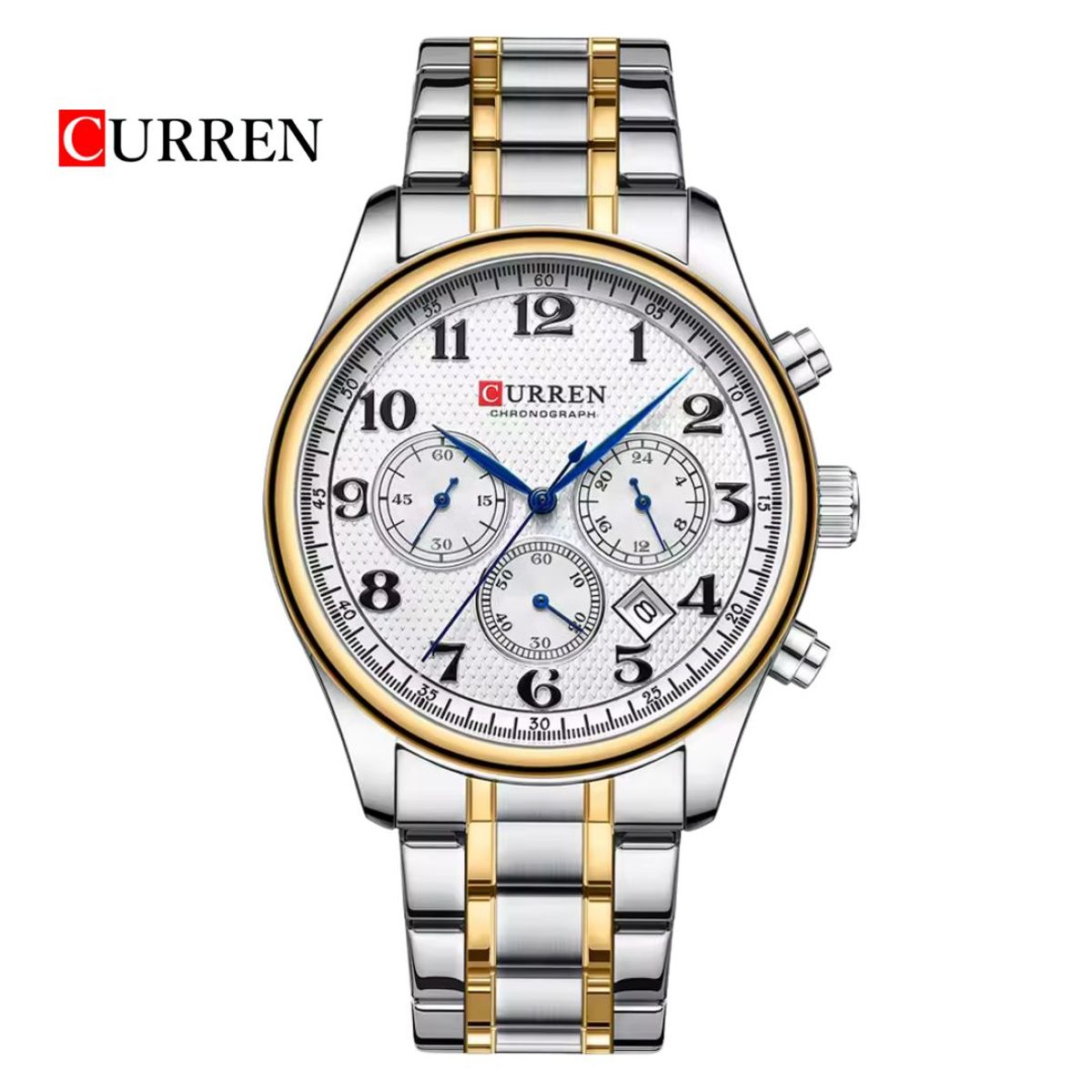 CURREN - Reloj CURREN Cronografo 8466 Para Hombre - Blanco Bicolor