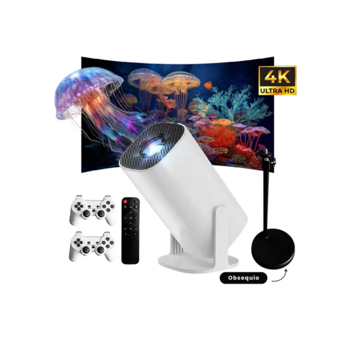 INNOVA - Proyector Smart P30 Max Pro 4k Android 11 2 Controles + Base Ajustable