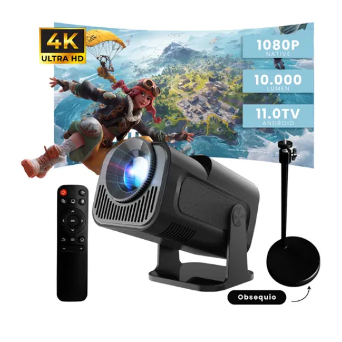 INNOVA - Proyector Hy320 Mini Pro Smart Hasta 200 P 4k Android 11 5g Bluetooth