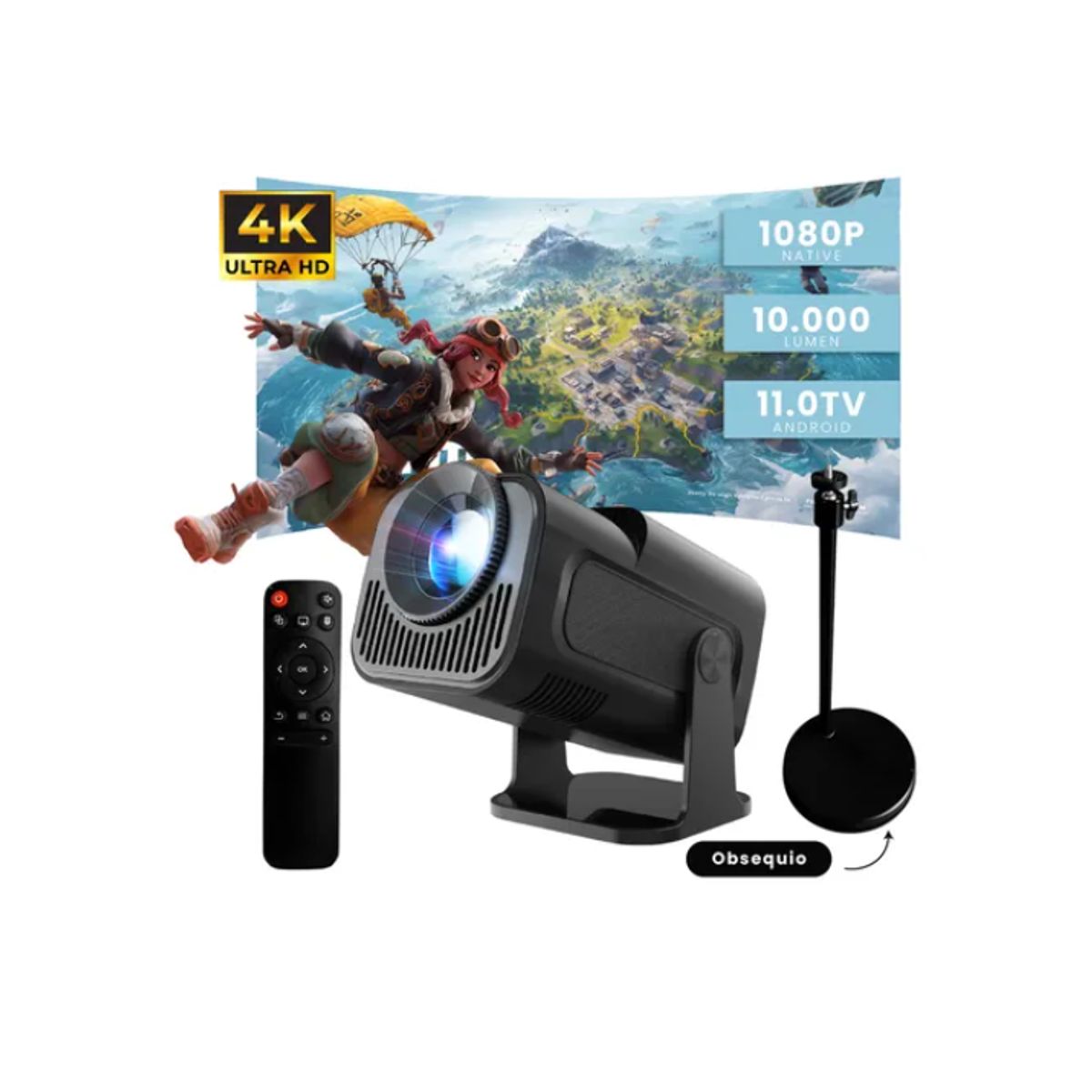 INNOVA - Proyector Hy320 Mini Pro Smart Hasta 200 P 4k Android 11 5g Bluetooth