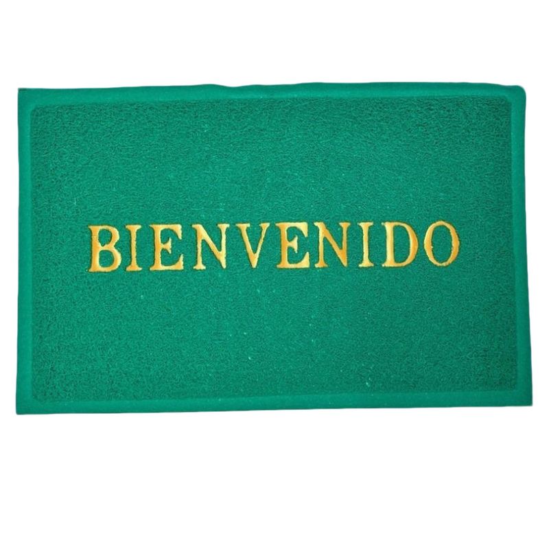 DISTRIONLINE - Tapete Atrapa Polvo PVC de Verde Bienvenida 35 x 55 cm