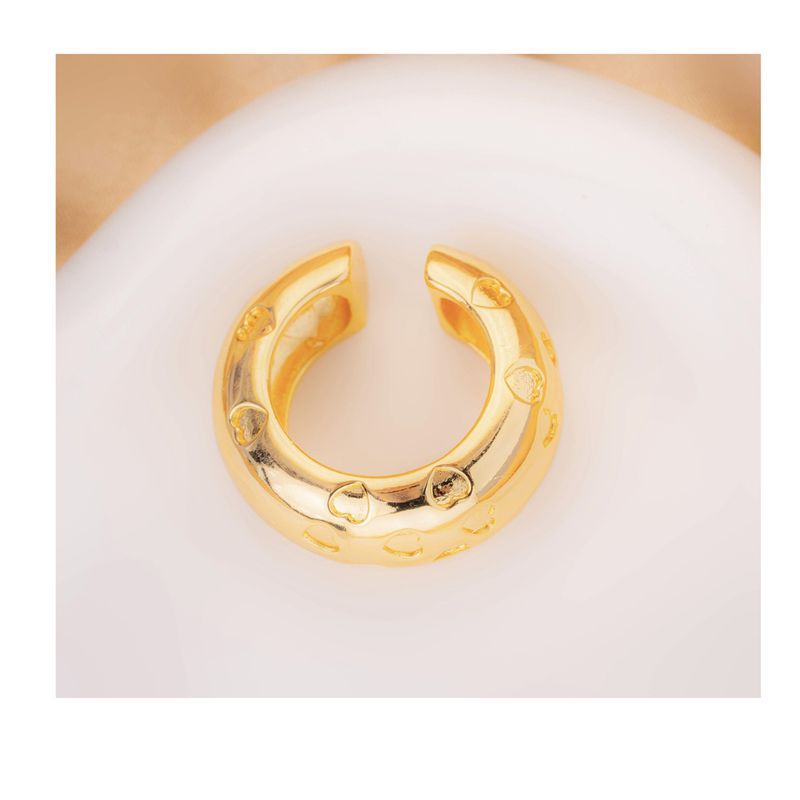 GENERICO - ARETES EARCUFF DORADO GRABADO DE CORAZON