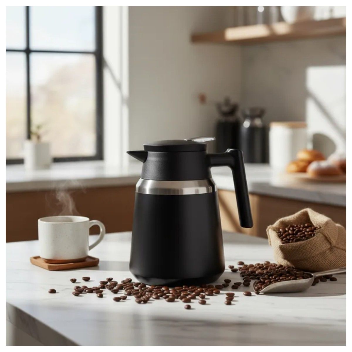 NOBELSOUND - Tetera Térmica Acero Inox Esmaltada 1.1 Lt Multiusos Té Café Aromáticas Biberones Mantiene el Calor