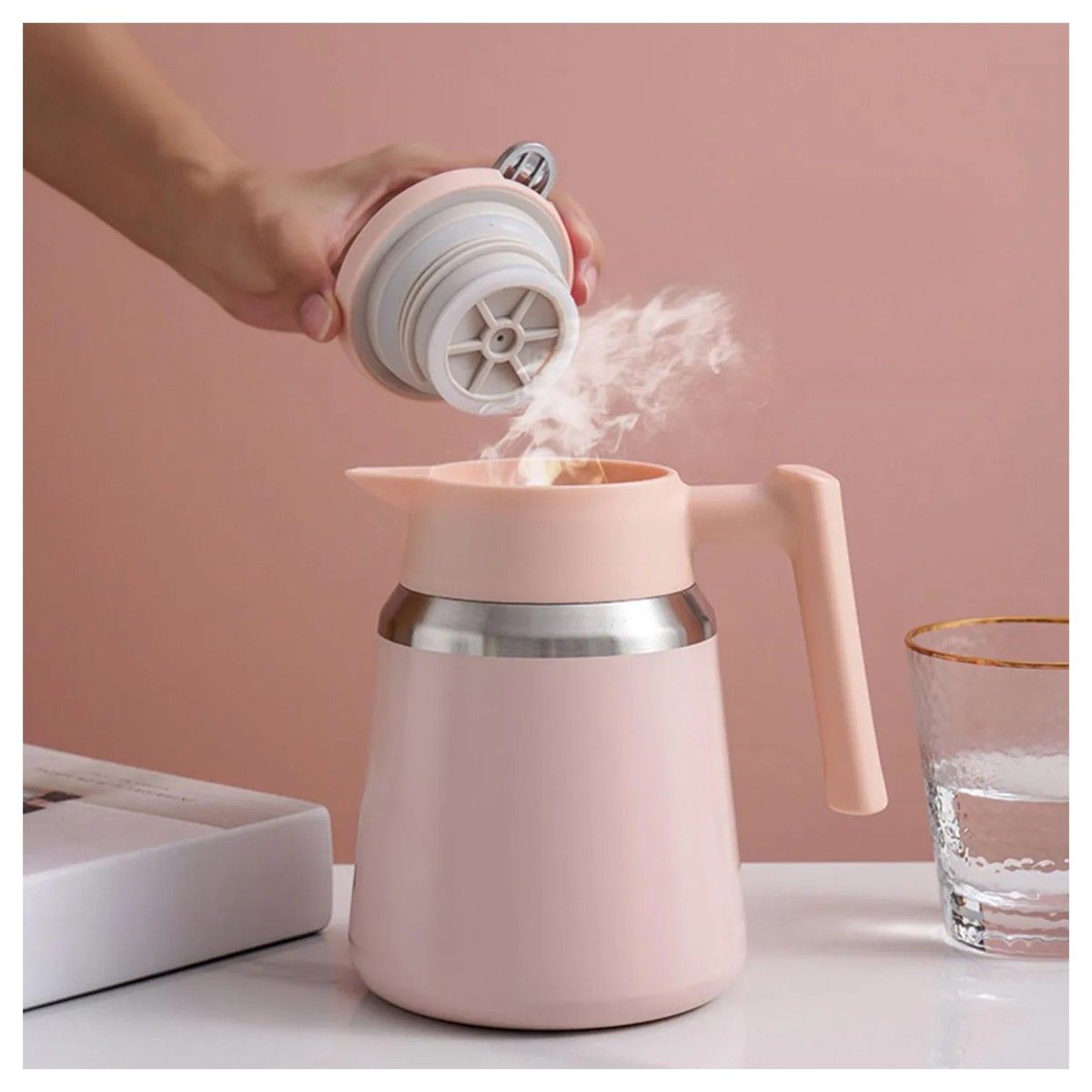 NOBELSOUND - Jarra Térmica Acero Inox Esmaltada 1.1 Lt Multiusos para Café Té Café Conserva el Calor 12 Horas