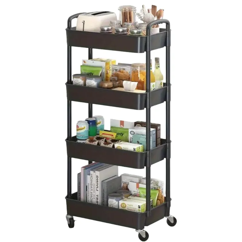 GENERICO - Mueble Organizador Móvil 4 Niveles Estante Multiusos con Ruedas