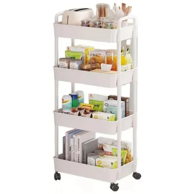 GENERICO - Organizador Móvil  Multiusos 4 Niveles Estante Con Ruedas