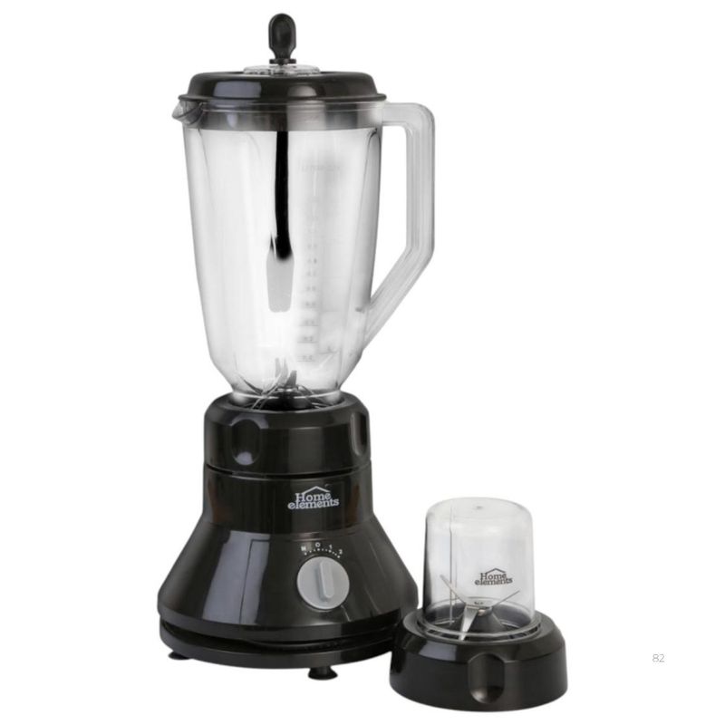 HOME ELEMENTS - Licuadora HOME ELEMENTS Multipower 2 En 1 500W Vaso Plastico Negro