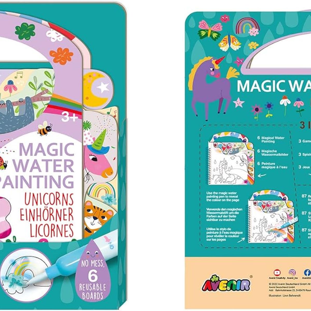 GENERICO - LIBRO DE PINTURA MÁGICA UNICORNIOS REUTILIZABLE