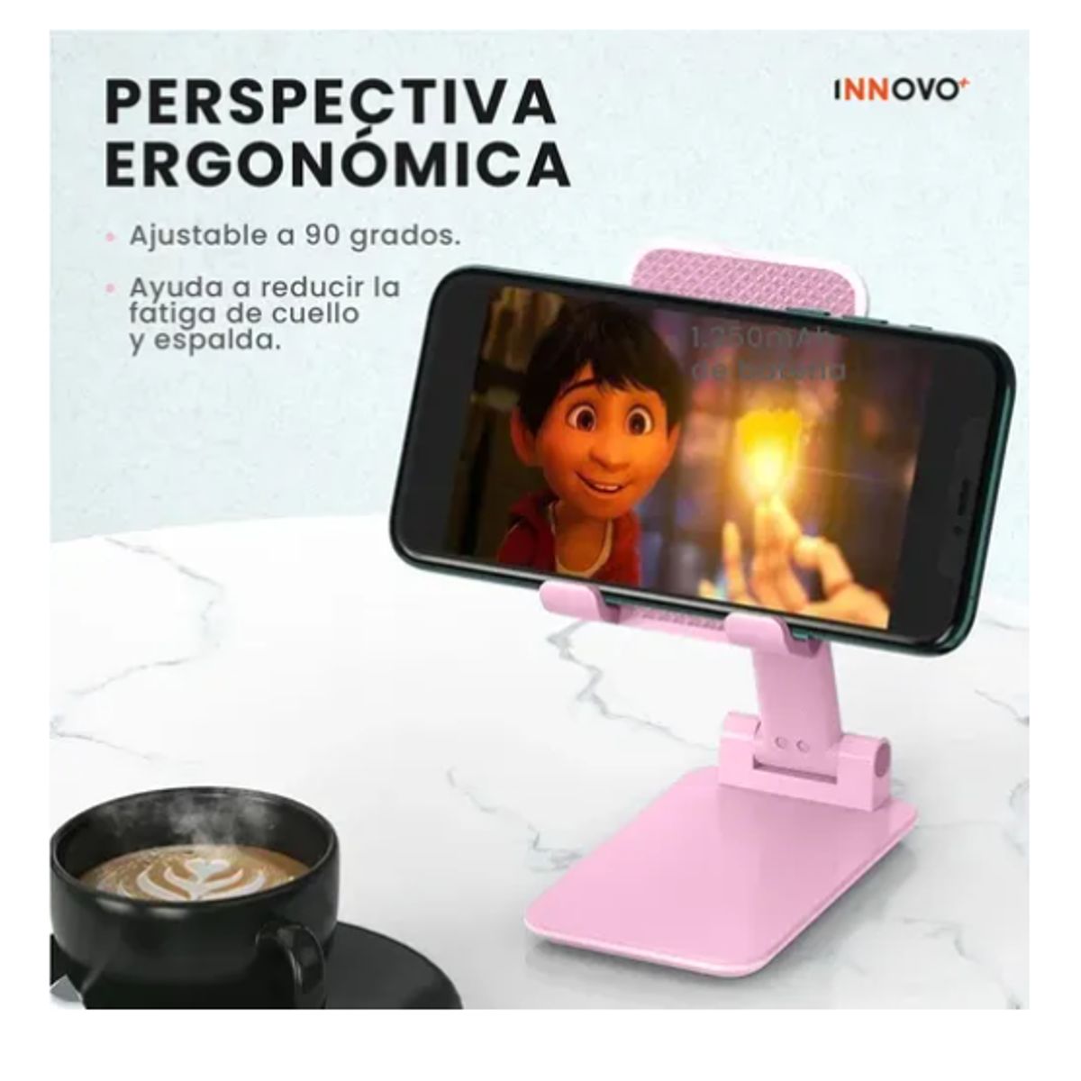 INNOVA - Soporte Celular Plegable Con Espejo Ajustable Portátil