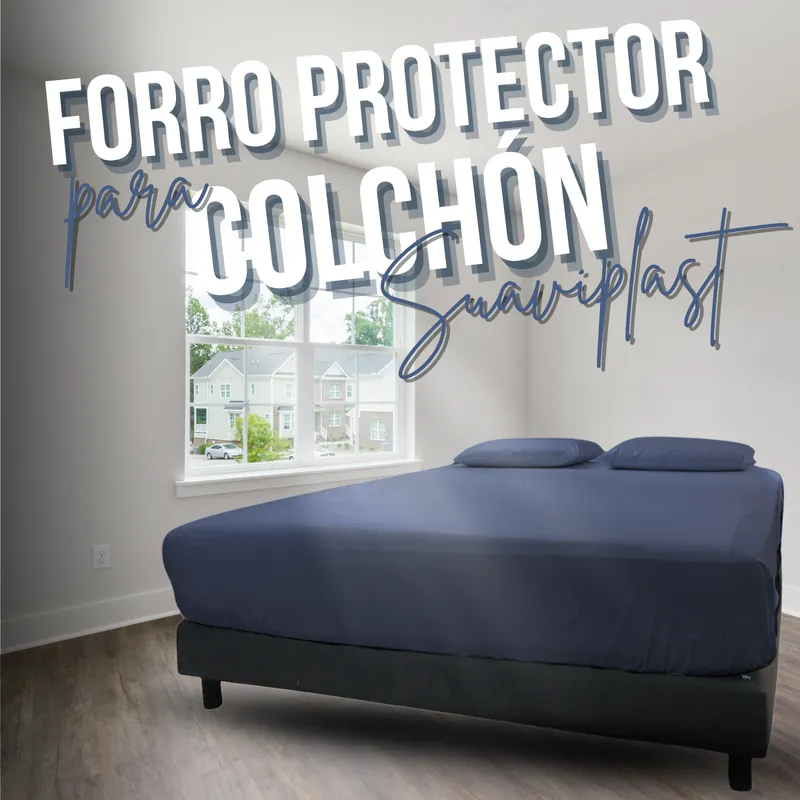 GENERICO - FORRO COLCHON DE CAMA SEMIDOBLE SUAVIPLAST C4 AZUL OSCURO