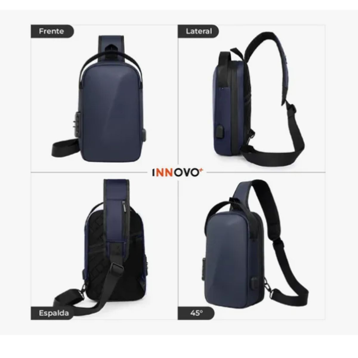 INNOVA - Bolso Antirrobo Impermeable Con Puerto USB Candado Seguridad