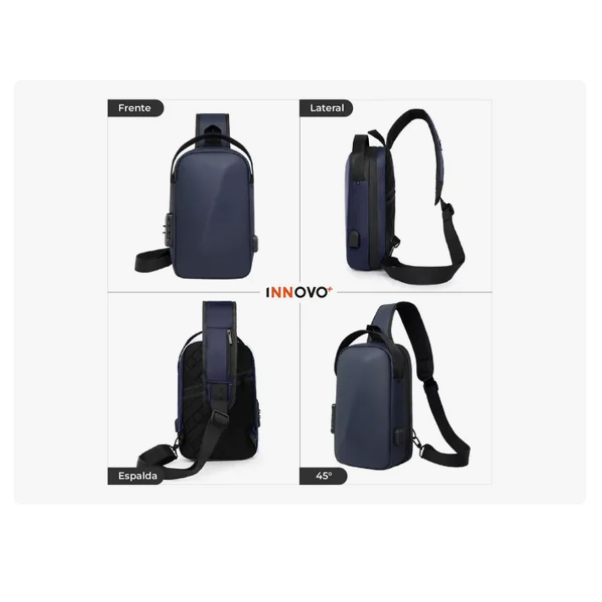 INNOVA - Bolso Antirrobo Impermeable Con Puerto USB Candado Seguridad