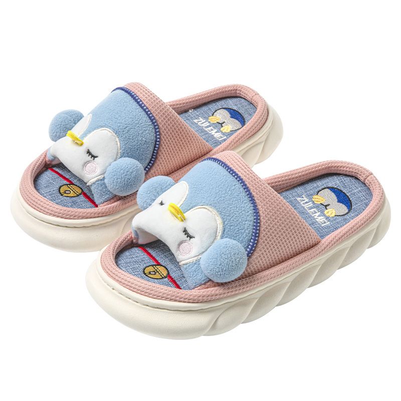 GENERICO - Pantuflas de Lino y Algodón Diseño Pingüino Antideslizantes