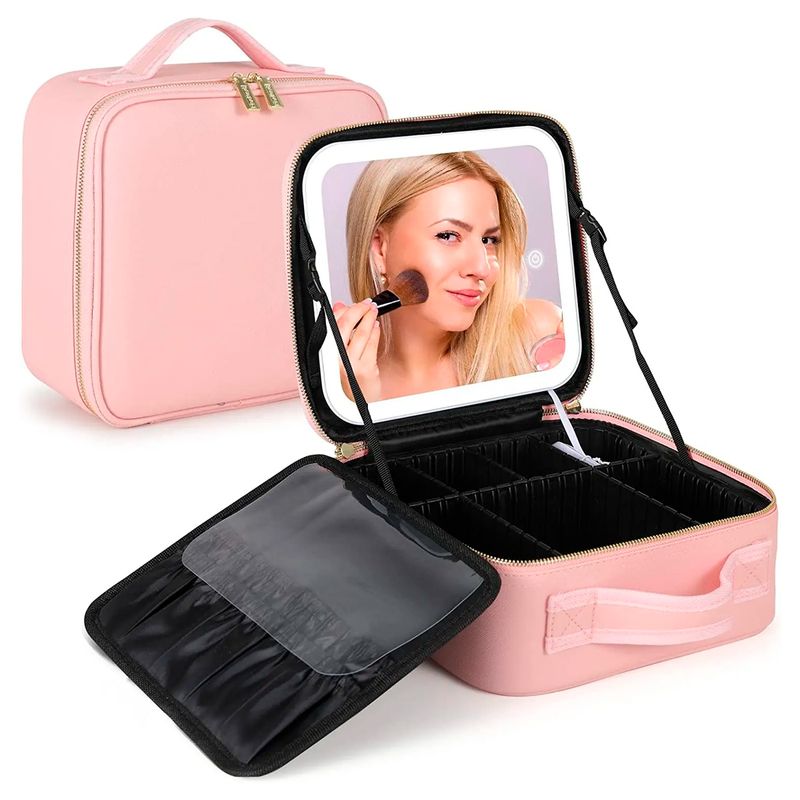 GENERICO - Estuche Neceser Espejo Luz Cosmético Viaje Maleta Maquillaje