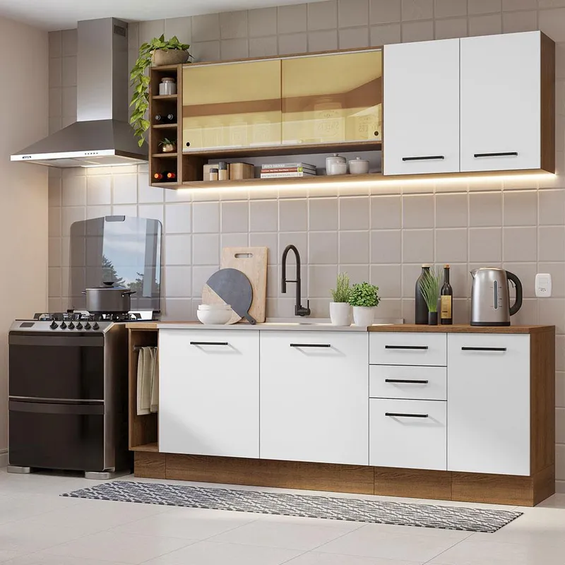 MADESA - Cocina Integral Agata Thêmis 220 m Marrón Blanco - Marrón