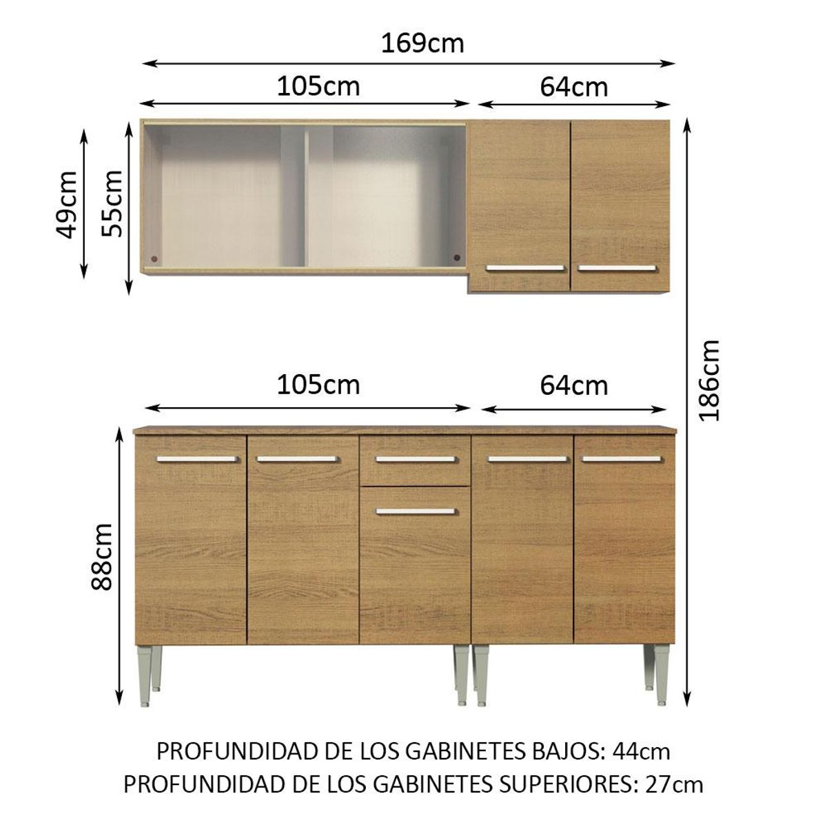 MADESA - Cocina Integral Emilly Box 1.70 Metros Marrón 03