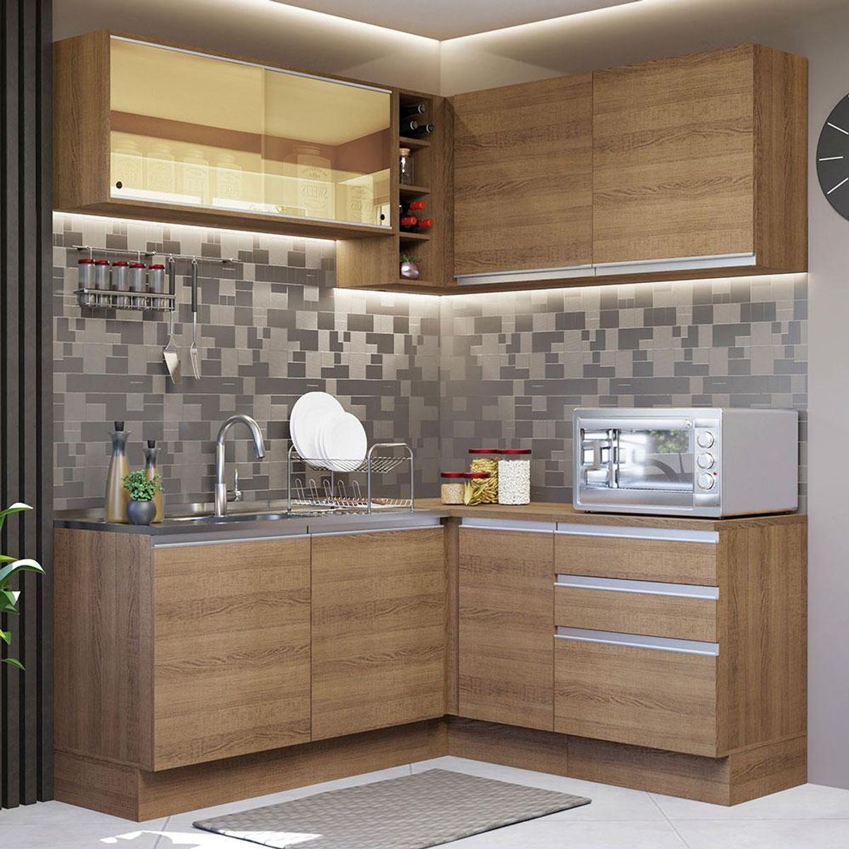 MADESA - Cocina Integral de Esquina Glamy 3.30 m Marrón 02