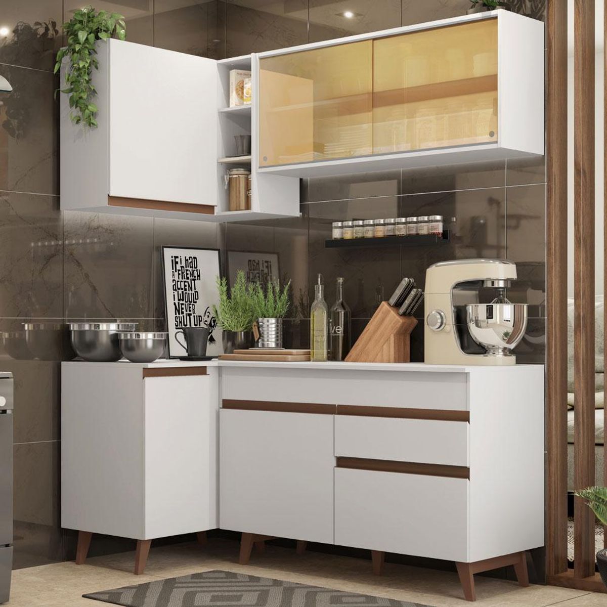MADESA - Cocina Integral de Esquina Reims 2.60 m con Encimera Blanco 01