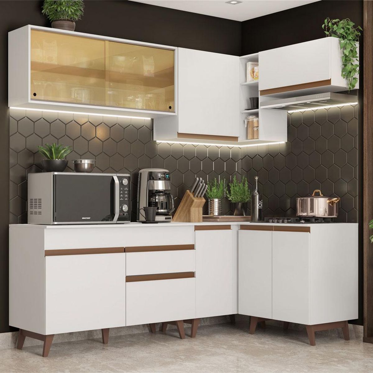 MADESA - Cocina Integral de Esquina Reims 3.30 m con Encimera Blanco 02