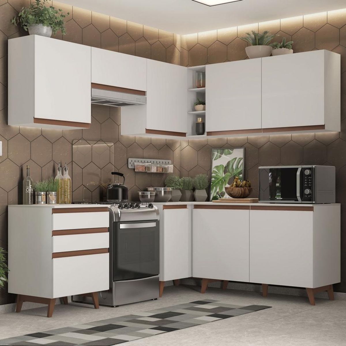 MADESA - Cocina Integral de Esquina Reims 3.90 m con Encimera Blanco 01