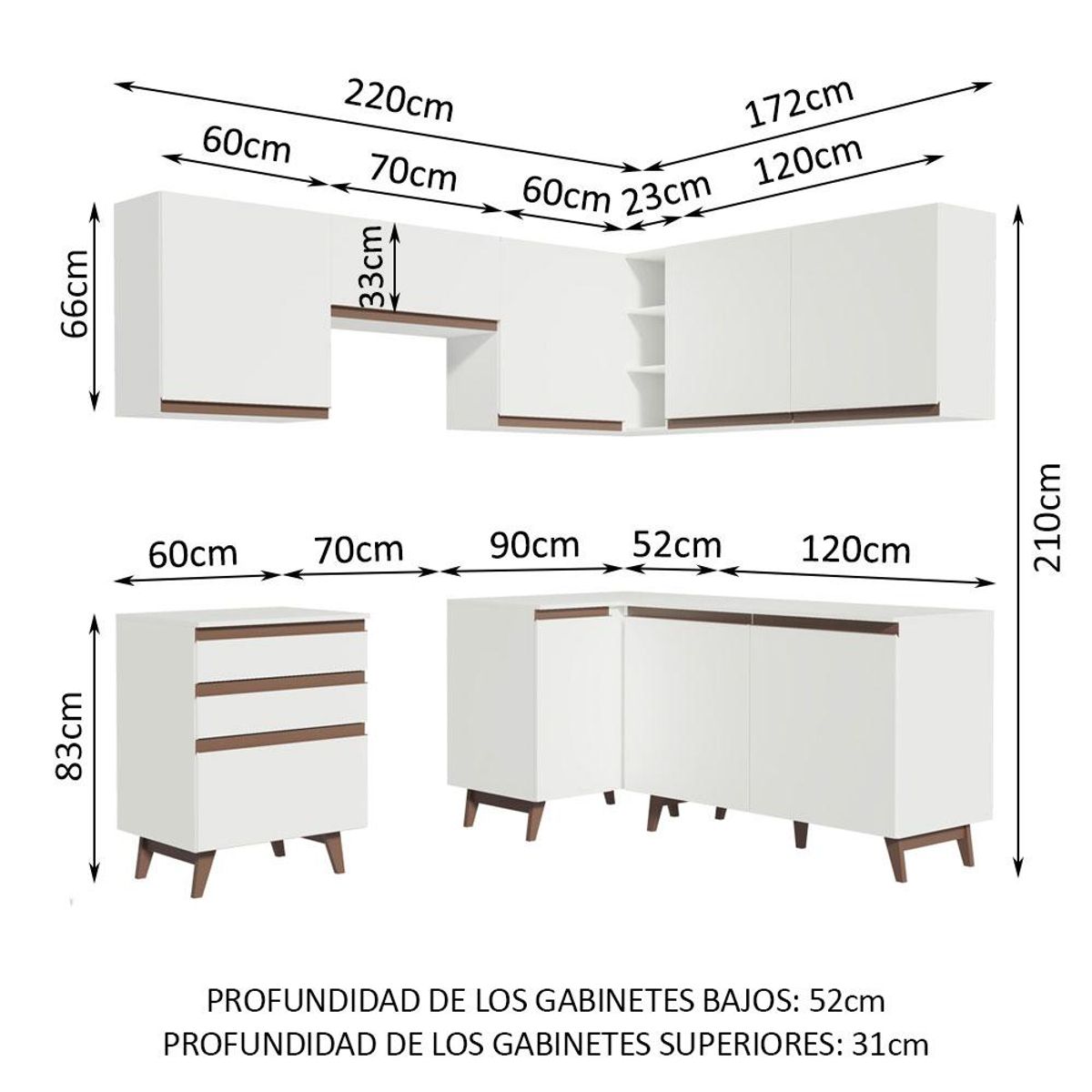 MADESA - Cocina Integral de Esquina Reims 3.90 m con Encimera Blanco 01