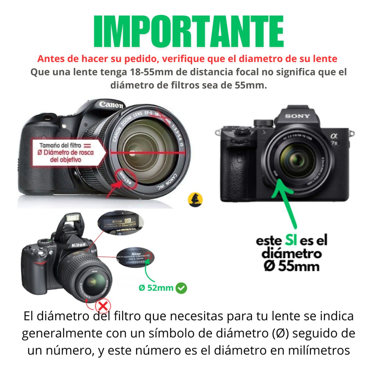 GENERICO - Macro Close Up Lente 52mm Nikon D3000 D3100 D3200 D5000