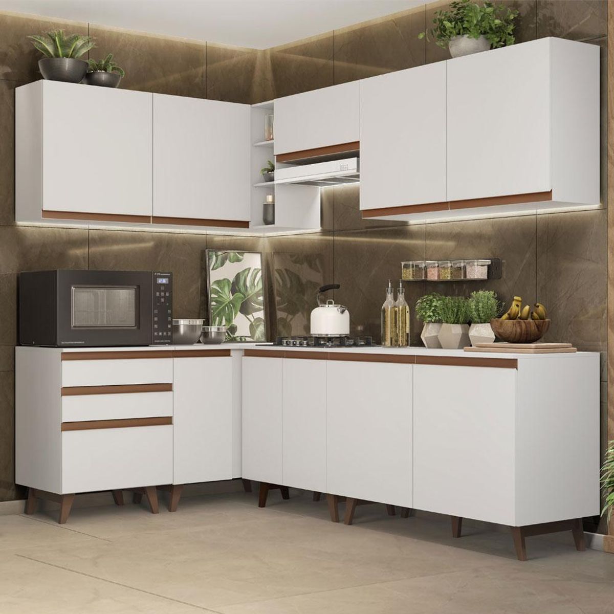 MADESA - Cocina Integral de Esquina Reims 3.90 m con Encimera Blanco 02