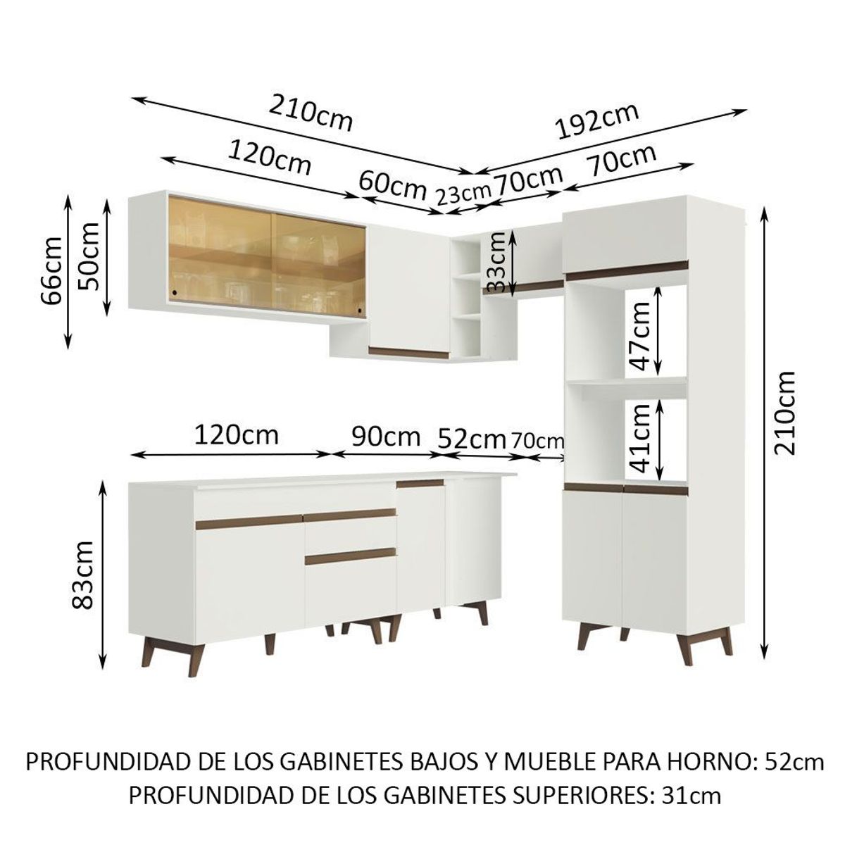 MADESA - Cocina Integral de Esquina Reims 4.00 m con Encimera Blanco 02