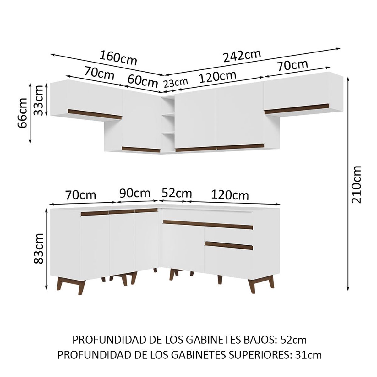 MADESA - Cocina Integral de Esquina Reims 4.00 m con Encimera Blanco 03